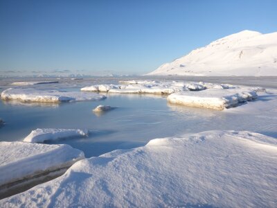 Snowlandscape of Adventfjorden Svalbard