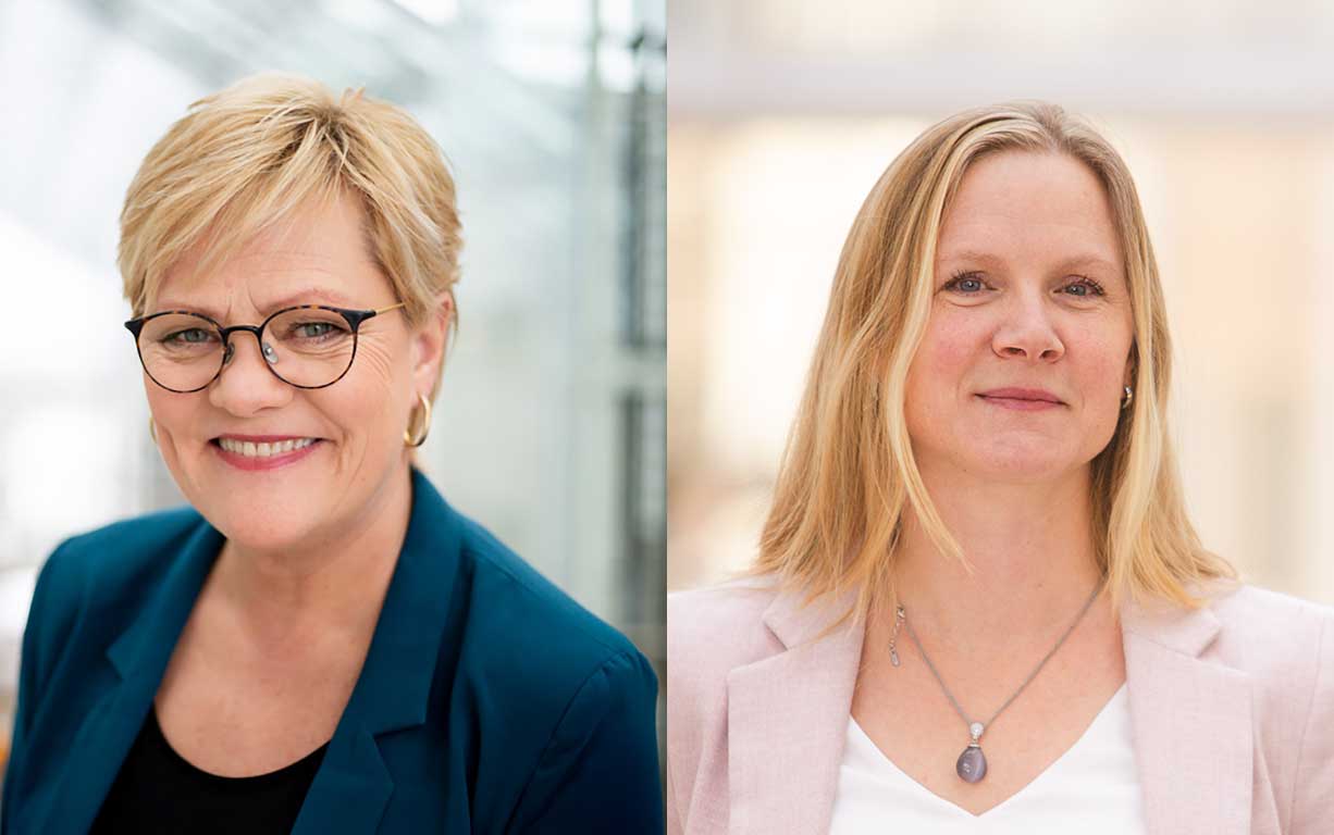 Portrettbilder av Kristin Halvorsen og Mari Sundli Tveit